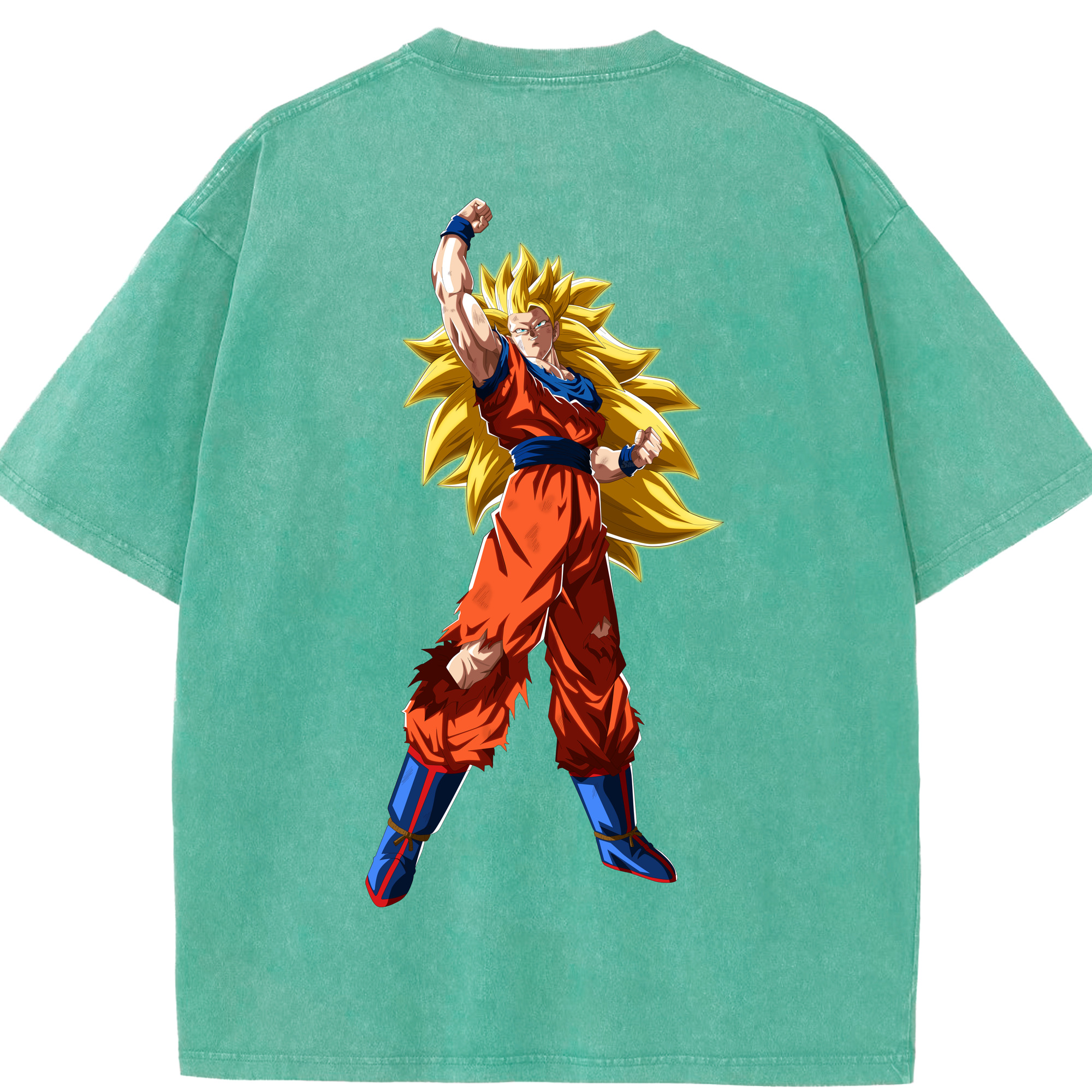 （画像用） ドラゴンボール 孫悟空（そん ごくう）Son Goku カカロット DRAGON BALL Kakarotto 綿100% ヴィンテージ風 半袖Tシャツ（背面プリント）